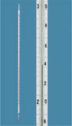 Præcisions termometer, -10 +50°C, 420 mm lang, inddeling 0,1°C-0