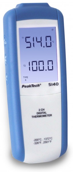 2-kanals digital termometer, type K med simultan visning-0