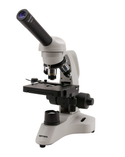 Monokulært mikroskop, 400X, med koaksiale drejeknapper, LED-0