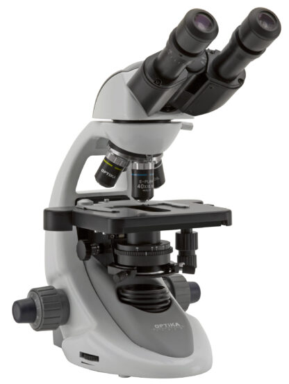 Binokulært mikroskop 1000x, IOS objektiver, bælte drevet bord, X-LED-belysning-0