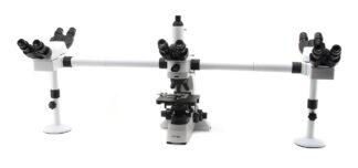 Diskussion mikroskop, 5-head, Plan IOS objektiver 4x, 10x, 40x, 100x, X-LED-belysning-0