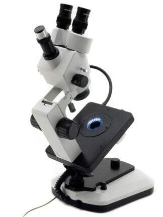 Gemmologisk trinokular stereomikroskop, vippe stativ, direkte & transmitteret Led belysningssystem-0