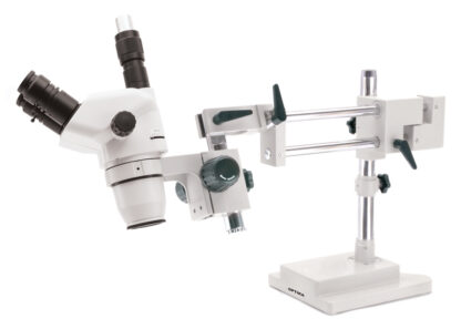 Trinokulært zoom stereomikroskop 6,7x ... 45x, hængslet overhængs stativ-0