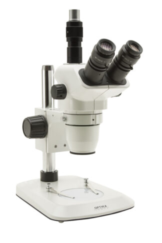 Trinokulært zoom stereomikroskop 6,7x ... 45x, simpelt søjle stativ-0