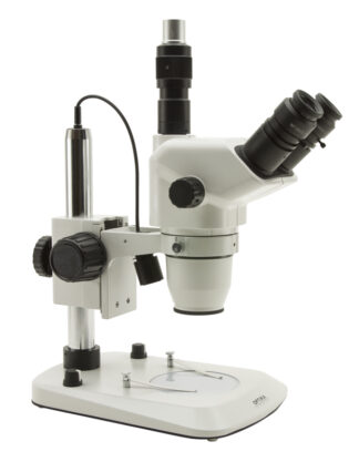 Trinokulært zoom stereomikroskop 6,7x ... 45x, stander med X-LED direkte LED transmitteret belysning-0