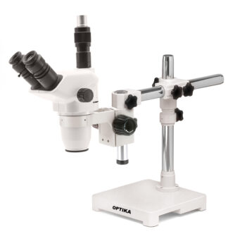 Trinokulært zoom stereomikroskop 6,7x ... 45x, simpelt overhængs stativ-0