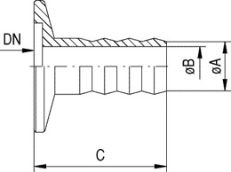 Overgangsflange DN16 CF-bølge