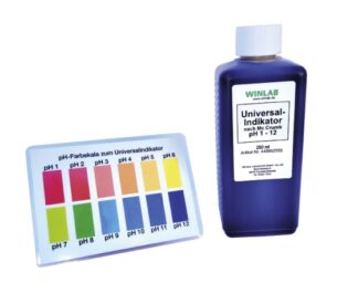 pH-indikator, universal, flydende, grøn, med farveskala 100, 250 eller 1000 mL